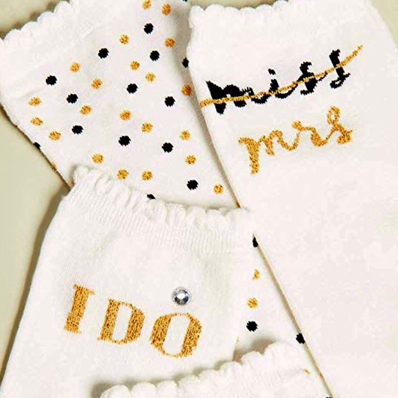 Kate Spade 3pk bridal gift set crew socks - Picture 2 of 3